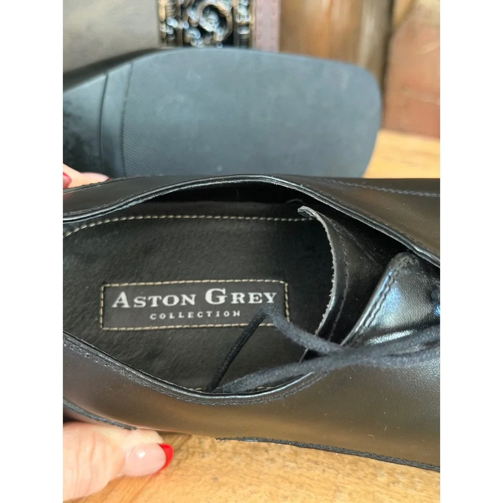 Aston Grey Connelly Mens Black Leather Derby Dress Shoes Size 10 41670 Oxford